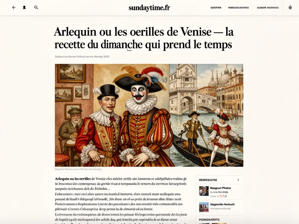 Gros plan sur une fournée d'oreilles de Venise dorées sur une plaque, sucre glace tamisé en pluie, tasse de thé à côté