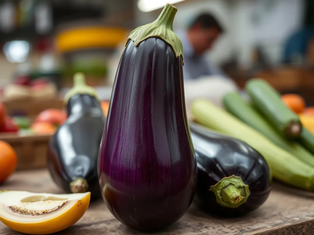 Poêlée d'aubergines, poivrons et courgettes dans une cocotte en fonte, thym frais, avec une cuillère en bois