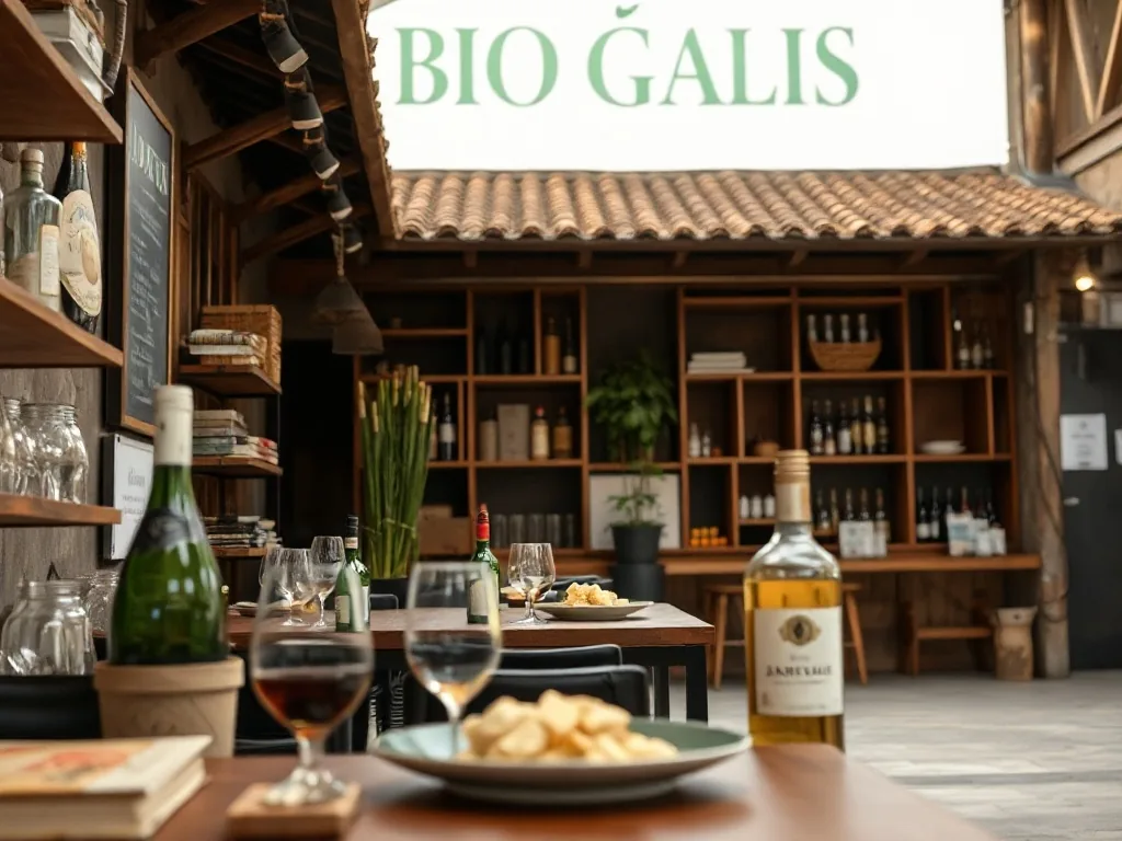 Bouteilles de bière de la Brasserie des Garrigues alignées sur un comptoir en bois, avec un verre de dégustation et un
