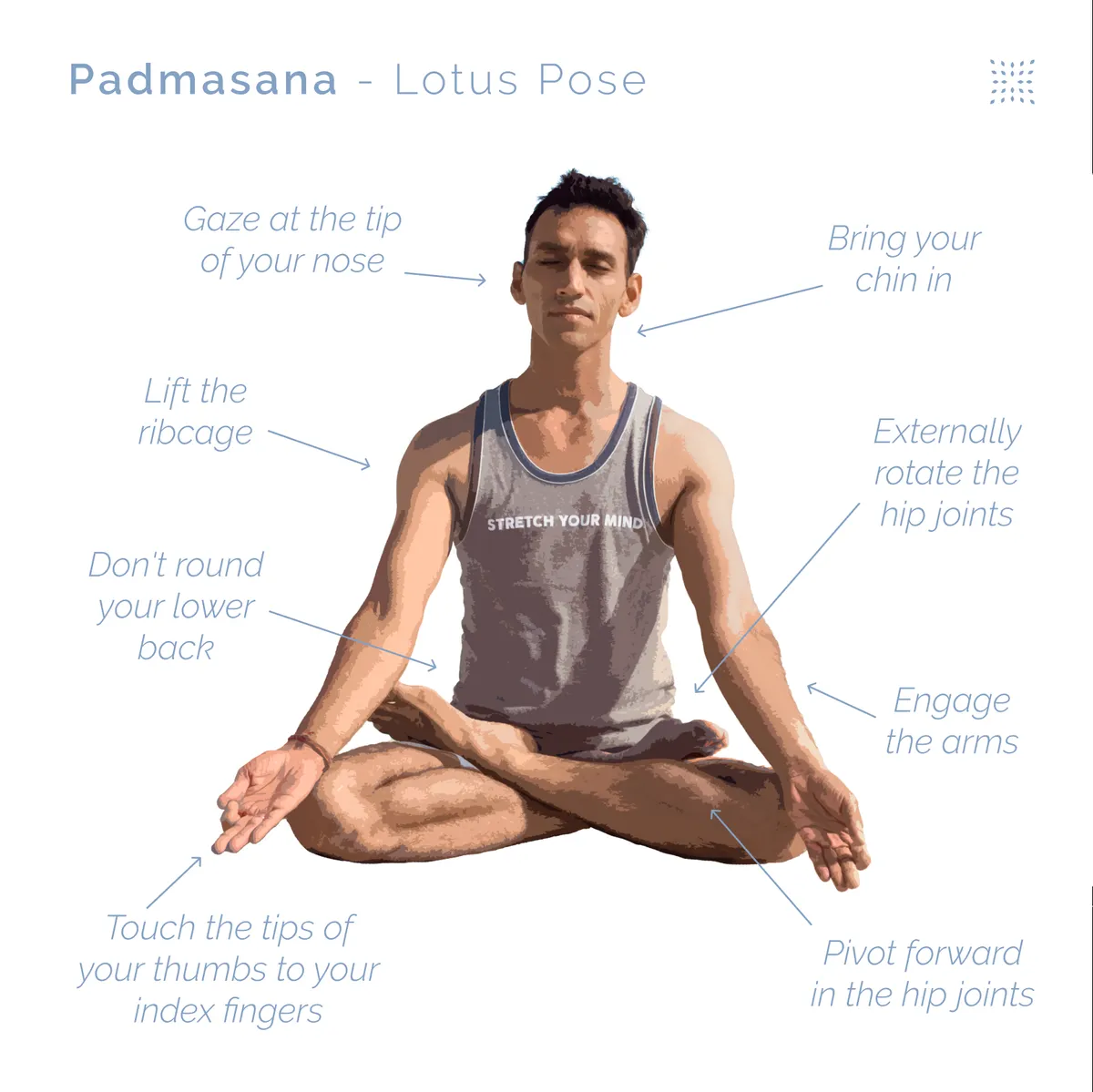 Personne assise en tailleur sur un tapis de yoga beige, lumière douce du matin filtrant par une fenêtre