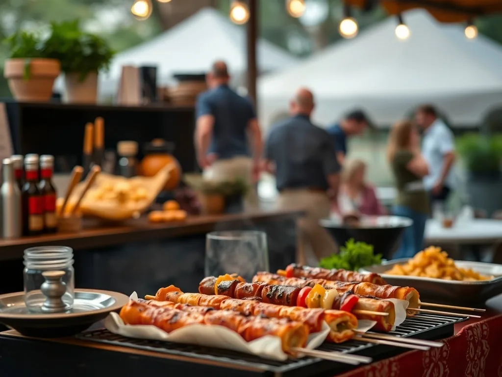Deux papillotes de bar ouvertes sur une planche en bois, laissant voir les filets blancs, des rondelles de citron et des brins d'aneth, à côté d'un barbecue encore chaud